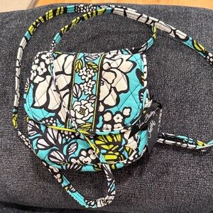 Vera Bradley Turquoise and Black Floral Crossbody Bag